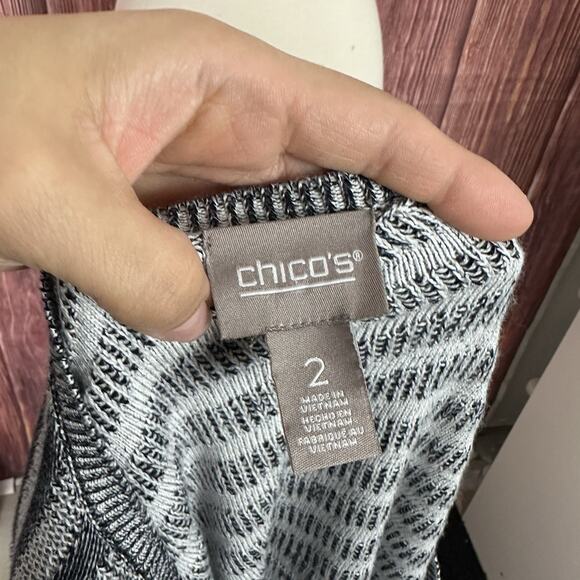 Chico's Gray Zigzag Sweater Asymmetrical Hem Women's Size 2 US Large L - Picture 6 of 6